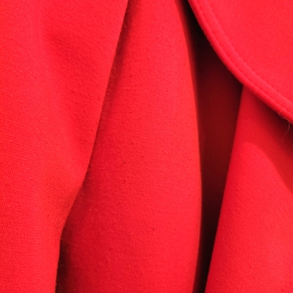 Calvin Klein 2 Red Draped Ruffled Collarless Open Front Long Cardigan Blazer - Picture 8 of 11